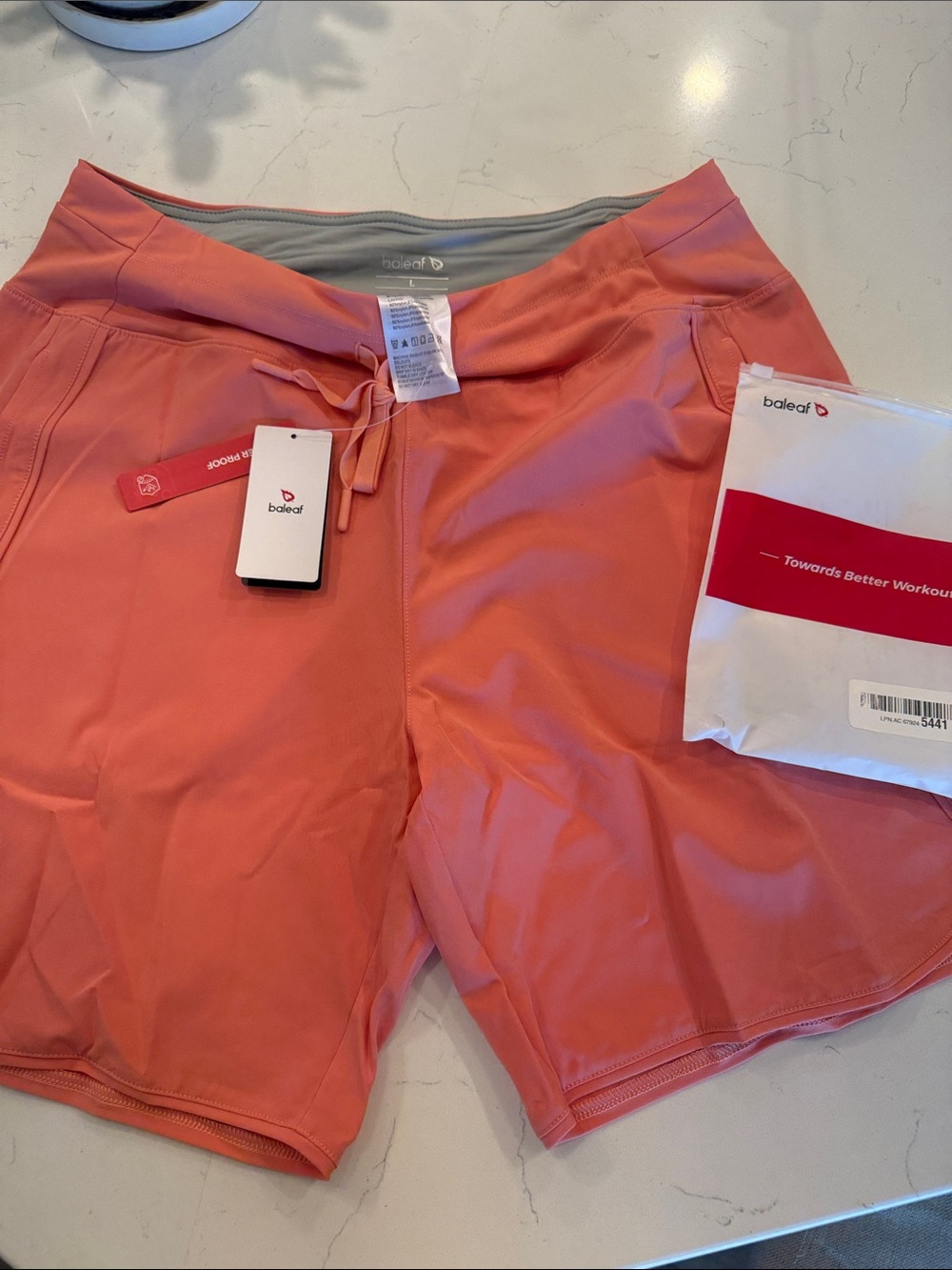 Baleaf Coral-Orange Women's Athletic Drawstring Shorts